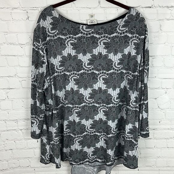 Cato Black and White 3/4 Sleeve Blouse Size 22/24W - Picture 5 of 5